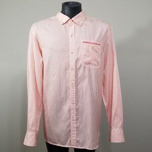 Tommy Bahama Jeans Mens XL Orange Stripe Shirt Long Sleeve Button Down Collar